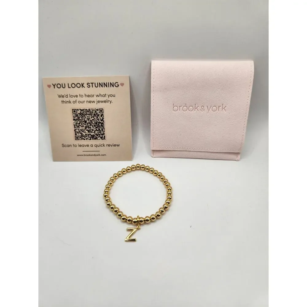 Brooks & York Gold Makenna Initial Bracelet - Initial Z New